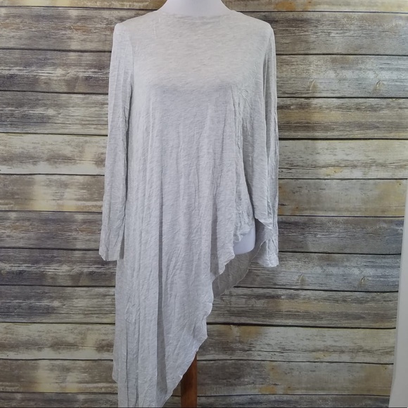 NWT Zara Pearl Gray Lightweight Asymmetric Hem Top - Picture 7 of 8